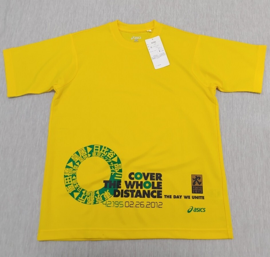 送料込!新品タグ付き【asics】アシックス 半袖 Tシャツ 黄色 イエロー Mサイズ 東京マラソン 2012 参加 記念 スポーツ 陸上 ユニセックス拍卖