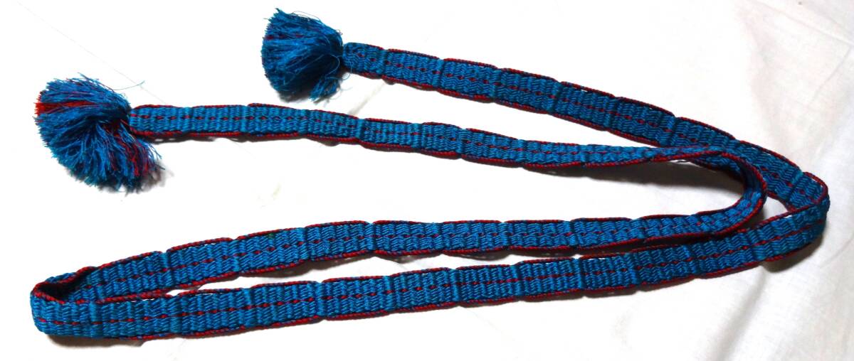 中古!赤と青色の織りの平形幅広帯締め、和装に、スカートやワンピースのベルトに、服の飾りに、バッグの紐に拍卖