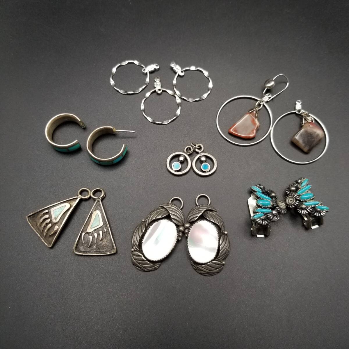 サウスウェスタンジュエリー ヴィンテージ ピアス イヤリング セット 7ペア シルバープレート 他 小ぶり チャーム ジャンク パーツ取 R16-H拍卖