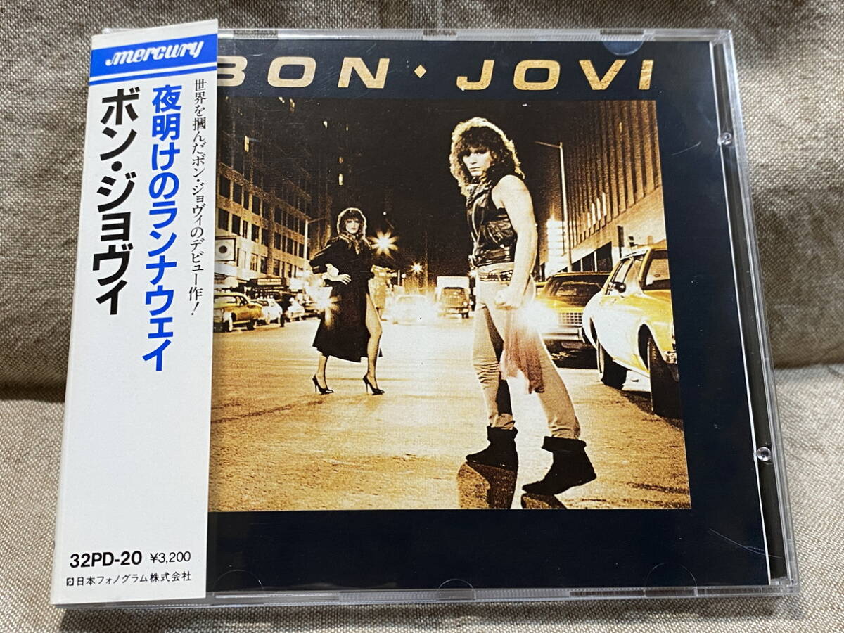 BON JOVI - S/T 32PD-20 国内初版 日本盤 税表記なし3200円盤 デカ帯付 美品 廃盤 レア盤拍卖