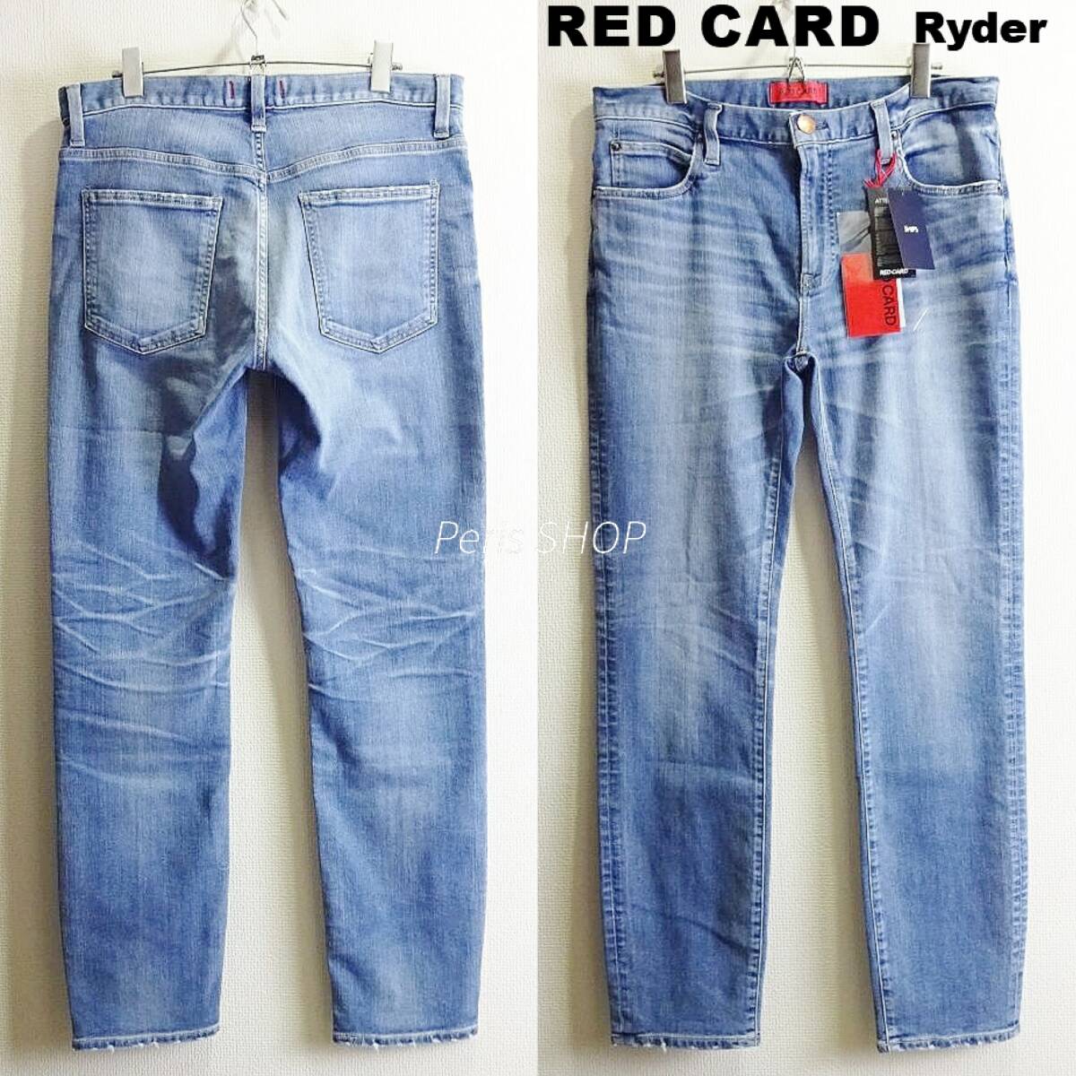 即決★ 送料無★ 新品タグ付★ レッドカード Ryder スキニーデニム W88cm 強ストレッチ 69841 明藍 日本製 Sz.33 RED CARD J139拍卖
