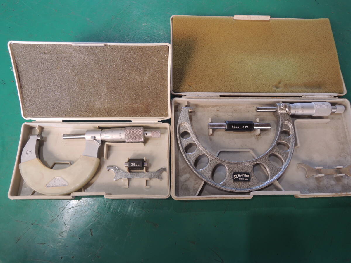 NSK 外側マイクロメータ 25-50㎜、75-100㎜ 0.01㎜ 測定器 基準器 中古 工具 #740拍卖