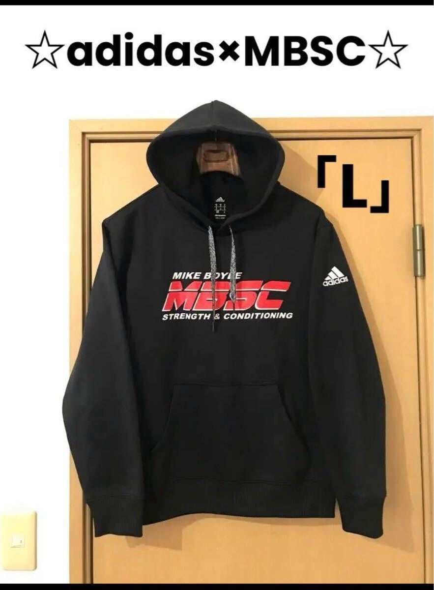 海外輸入古着☆adidas×MBSC☆裏起毛スウェットパーカーフーディージャケットL拍卖