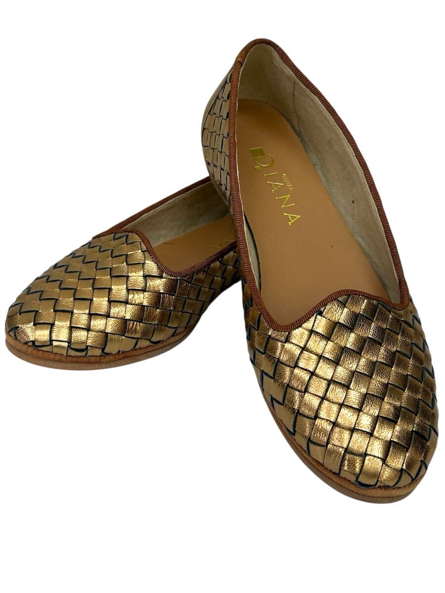 DIANA ダイアナ フラットパンプス ブロンズメッシュ 22.5センチ 美品拍卖