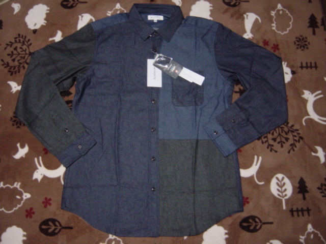 新品未使用☆TKタケオキクチ 色落ちしないパターン組み換えデニムシャツ(XL)拍卖
