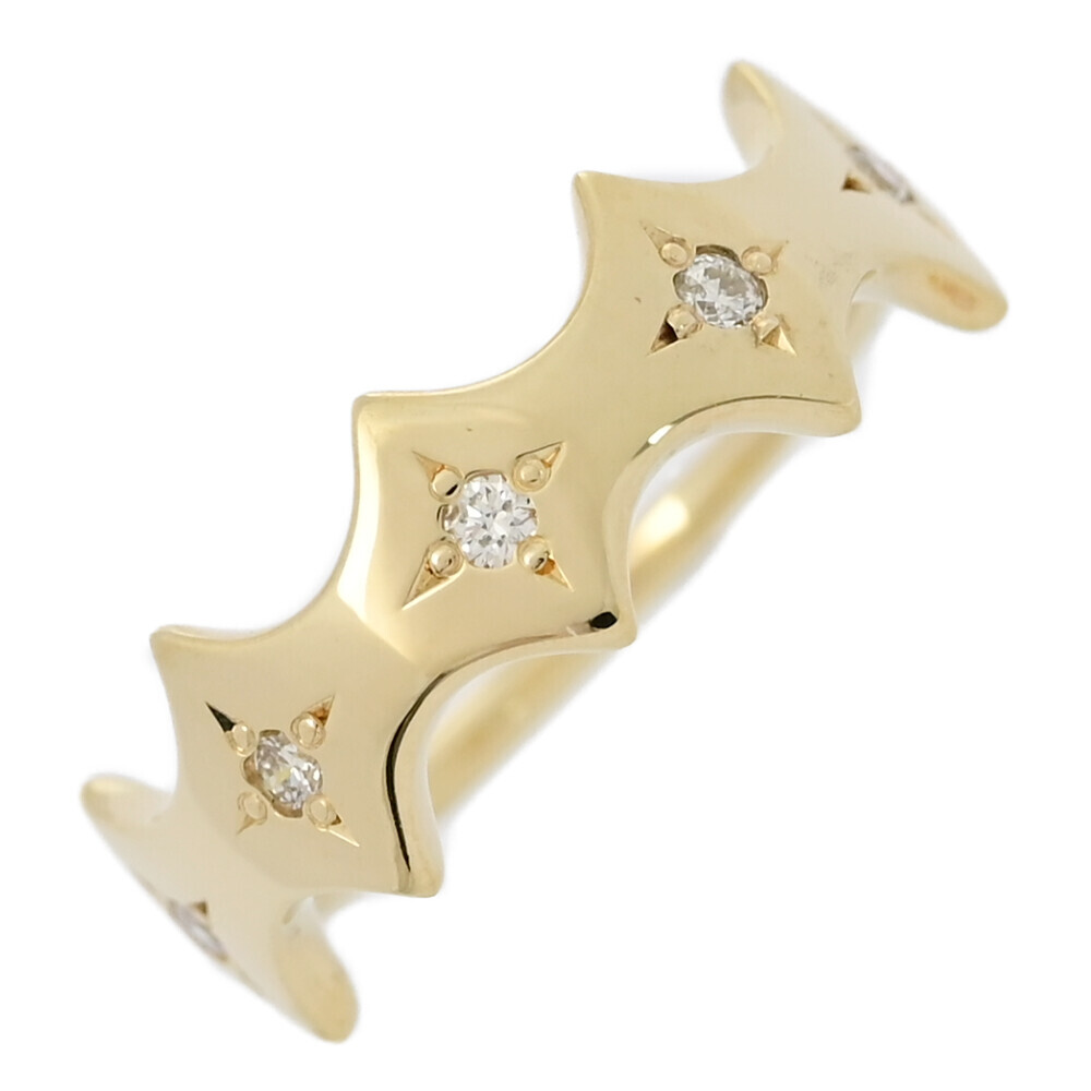 0.06ct/ete エテ クラウン ギザギザモチーフ ダイヤモンド リング・指輪/K10YG-1.7g/7号/#47/イエローゴールド/プレゼント■583110拍卖