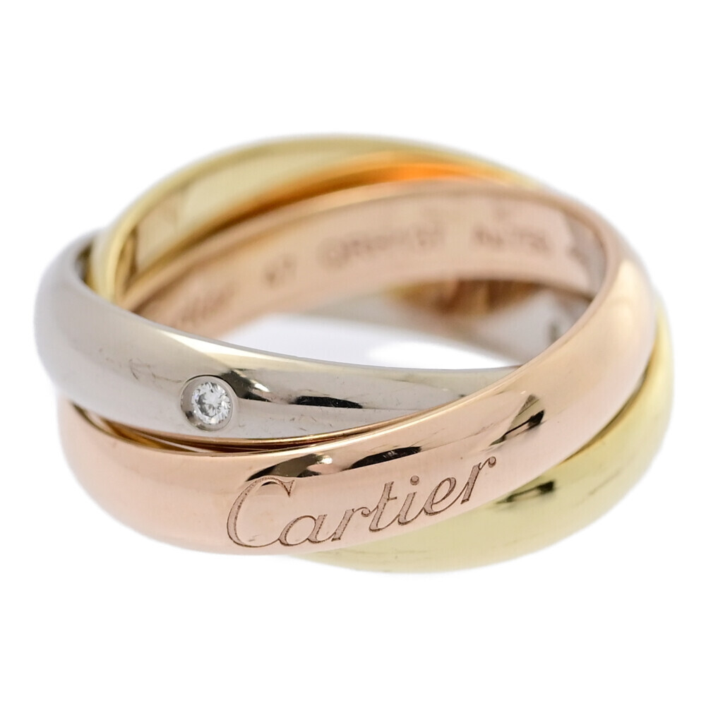 Cartier カルティエ トリニティ 5P・ダイヤモンド リング・指輪/Y+W+P/750 3カラー-9g/7号/#47/ゴールド/プレゼント/記念日■583331拍卖