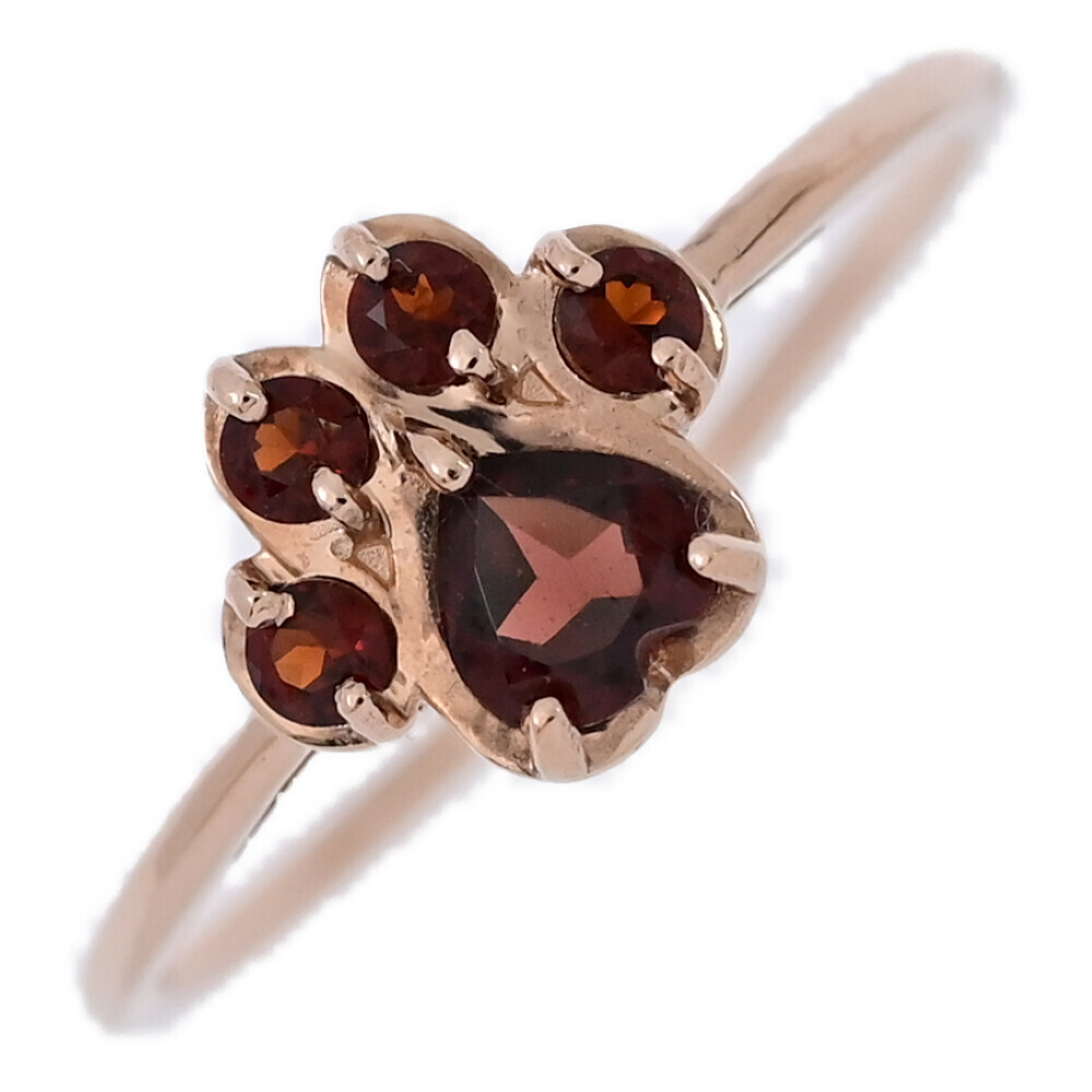 猫モチーフ 肉球 キャット 5P・ガーネットリング・指輪/K10PG/416-1.3g/13号/#53/ピンクゴールド/プレゼント/記念日/誕生石■583812拍卖