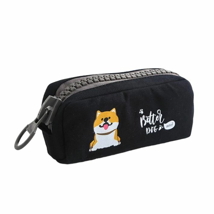 ブラック 柴犬 ペンケース 筆箱 犬 小物入れ 大容量 ポーチ モバイル メイク 収納 パステル 小学生 中学生 高校生 入学 ビッグジッパー拍卖