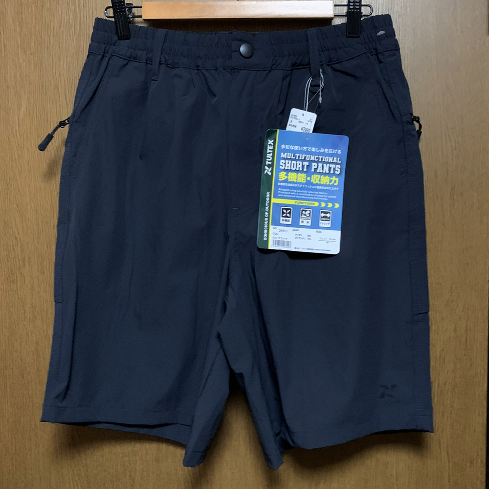 M【TULTEX|ハーフパンツ】タルテックス ブラック ショートパンツ ウエストゴム ストレッチ素材 未使用拍卖