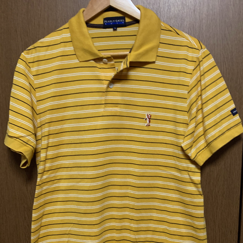 3【PEARLY GATES GOLF|半袖ポロシャツ】パーリーゲーツ マスタード ゴルフ拍卖