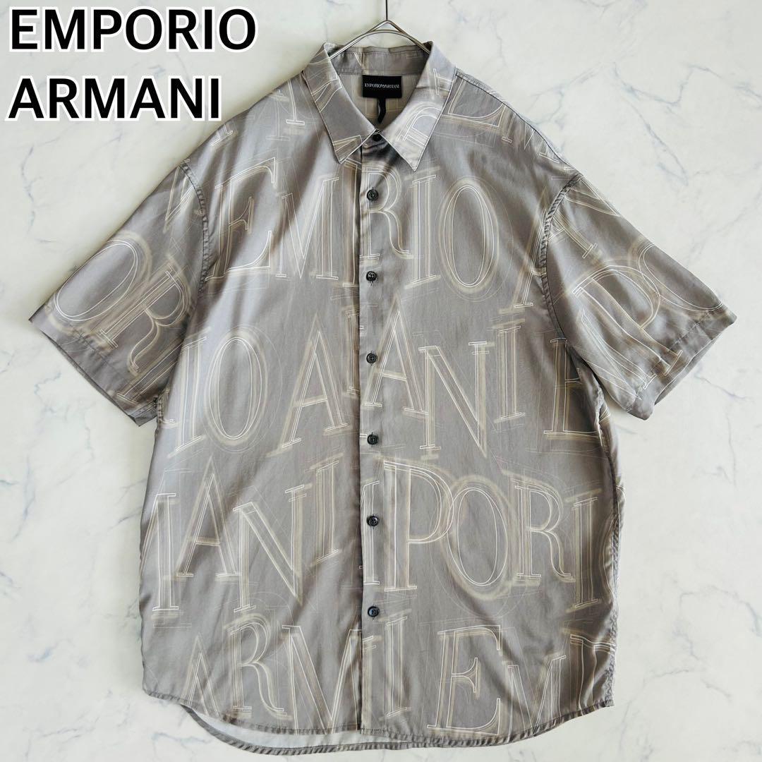EMPORIO ARMANI エンポリオアルマーニ 半袖シャツ オールオーバーパターン ロゴプリント L拍卖