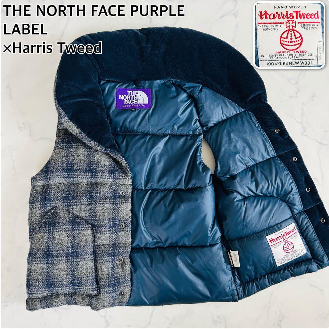 ダウンベスト 光電子ダウン THE NORTH FACE PURPLE LABEL ×Harris Tweed別注 ノースフェイス × ハリスツイード コラボ 肉厚 S拍卖