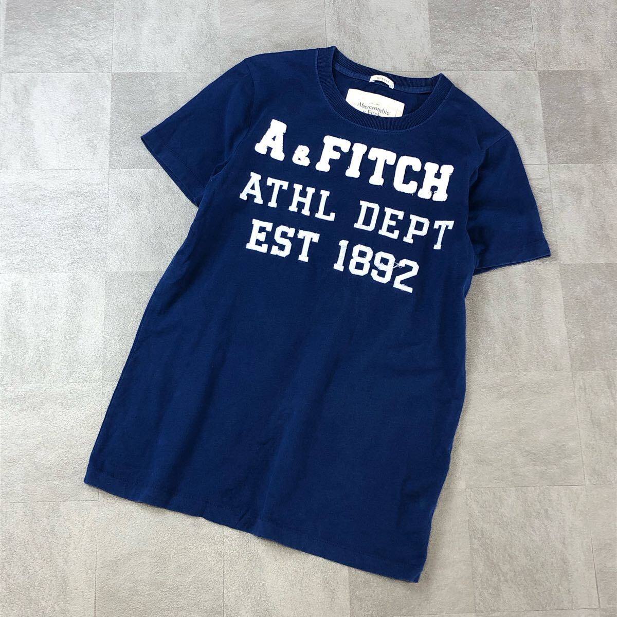 Abercrombie&Fitch アバクロ アバクロンビーアンドフィッチ 刺繍Tシャツ 半袖シャツ 半袖Tシャツ カジュアル ネイビー サイズS 古着拍卖