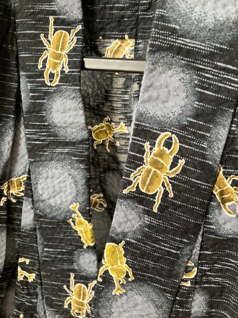 【一回のみ着用】浴衣 キッズ 男の子 カブトムシ柄☆サイズ130拍卖