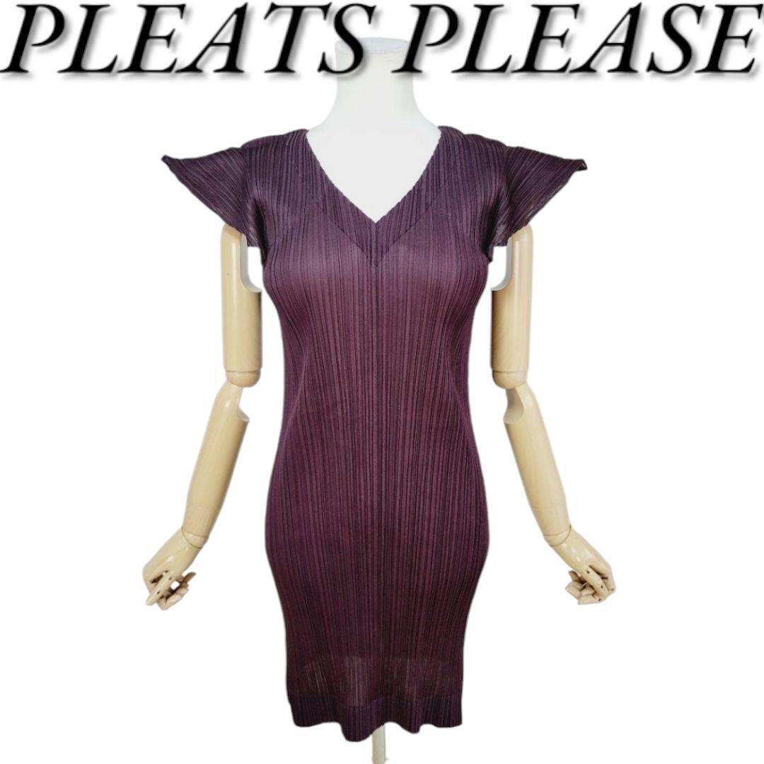 【極美品】プリーツプリーズ 変形 フリル 袖 チュニック ワンピース サイズ3 PLEATS PLEASE ISSEY MIYAKE イッセイミヤケ 拍卖