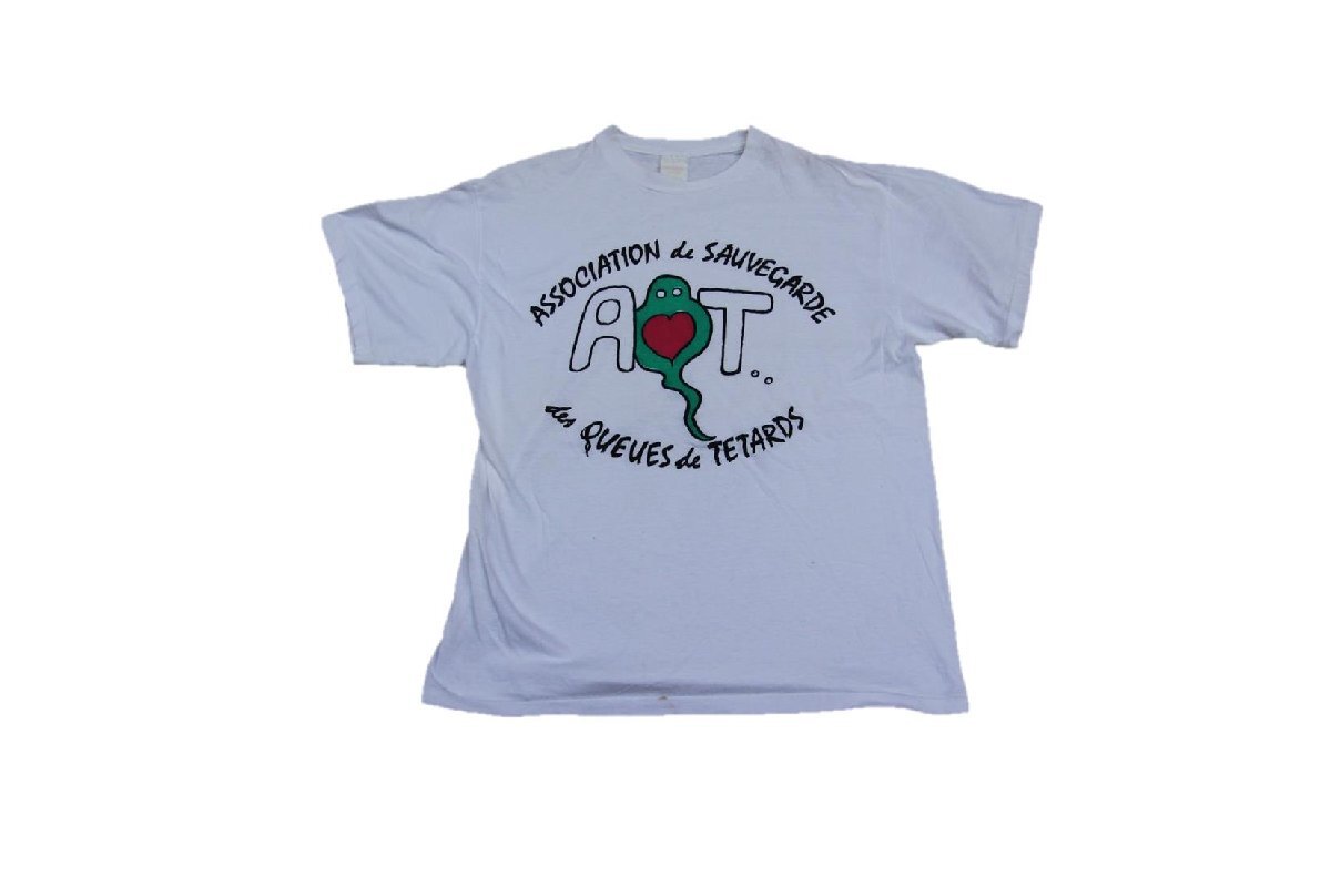 80s 90s VINTAGE ヴィンテージ USED 古着 Hyppo Club S/S Print Tee 半袖プリントTシャツ AT お化け 白T M Cotton POP 夏物拍卖