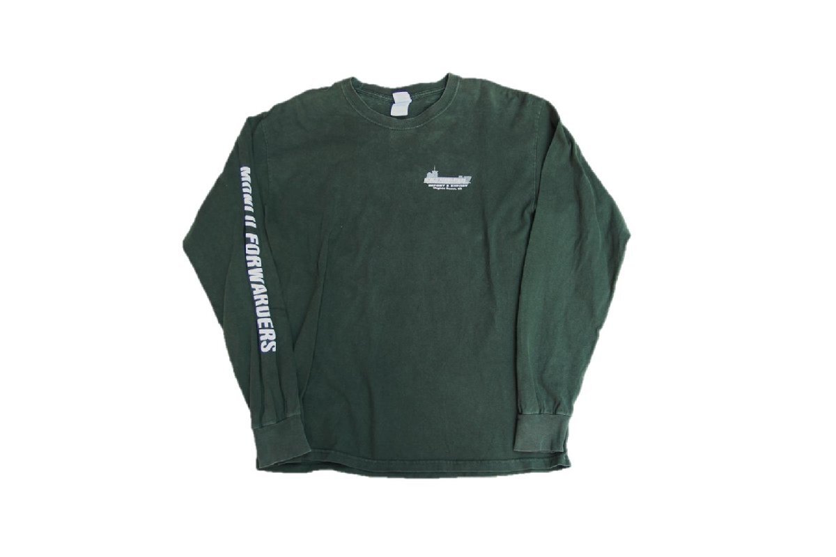 90s 00s VINTAGE ヴィンテージ USED 古着 Gildan ギルダン L/S Print Tee 長袖プリントTシャツ 袖プリント L Green 緑 ロングスリーブ拍卖