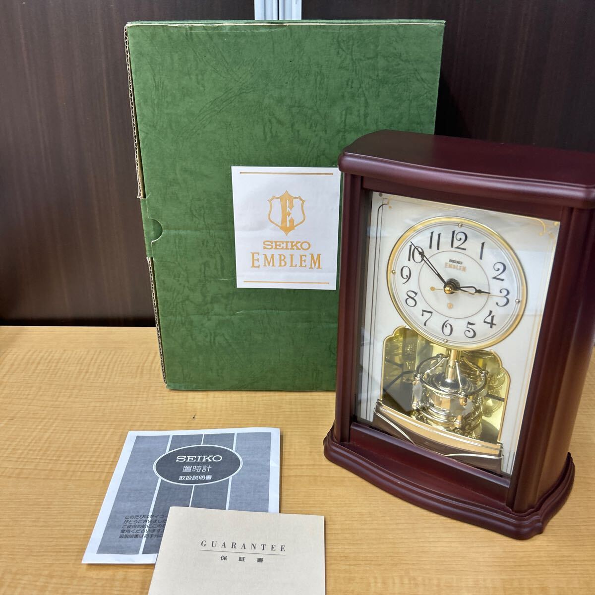 d7e62 SEIKO EMBLEM セイコー エンブレム 置き時計 置時計 箱付き hw454b拍卖