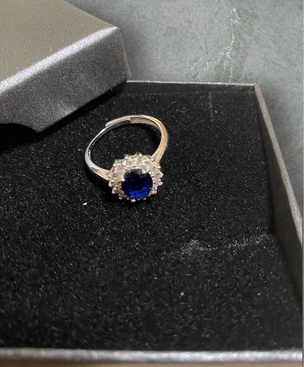 指輪 レディース シルバー925 ブルー サファイア キラキラ ジルコニア拍卖