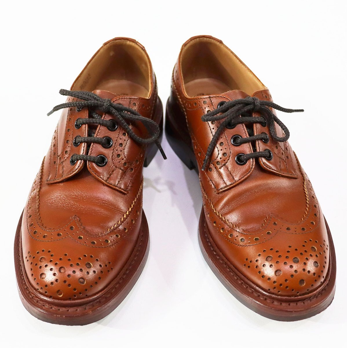 Tricker's (トリッカーズ) 5633 39 B0OURTON - Marron Antique - / ウイングチップシューズ 美品 マロン size 6.5 / ダイナイトソール拍卖
