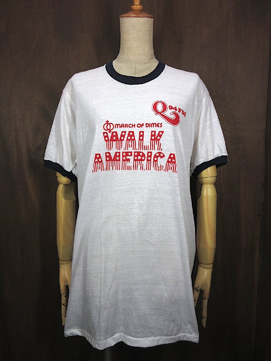 ビンテージ70's●DEADSTOCK March of Dimes WALK AMERICAリンガーTシャツsize XL●250712n2-m-tsh-otチャリティトップスメンズ古着拍卖