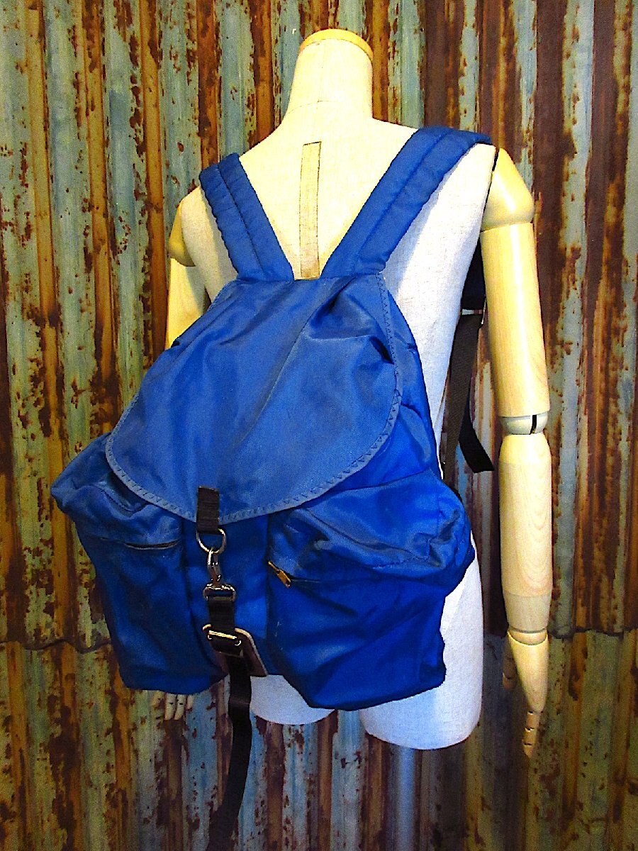 ビンテージ70’s●REI?ナイロンバックパック青●250729j7-bag-bpキャンプ古着1970sアウトドア拍卖