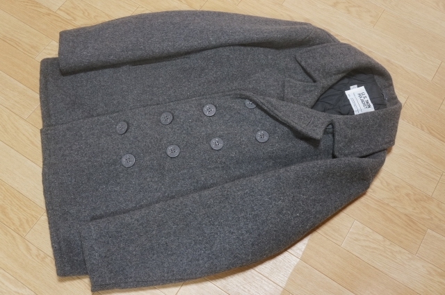 J459 即決 USA製 Schott ショット ウールメルトン Pコート ピーコート 裏地キルティング中綿 40 グレー 拍卖