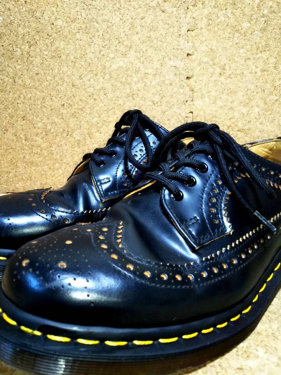 【Dr.MARTENS】ドクターマーチン 英国製 VINTAGE 3989 ブローグシューズ UK7(26cm )イングランド製 ブラック ウイングチップ【良品】拍卖
