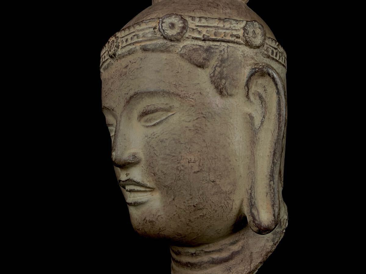 仏教美術 仏頭 千手観音像 十一面仏頭 奈良招堤寺 乾漆 仏像 時代物 (7 a073020)拍卖