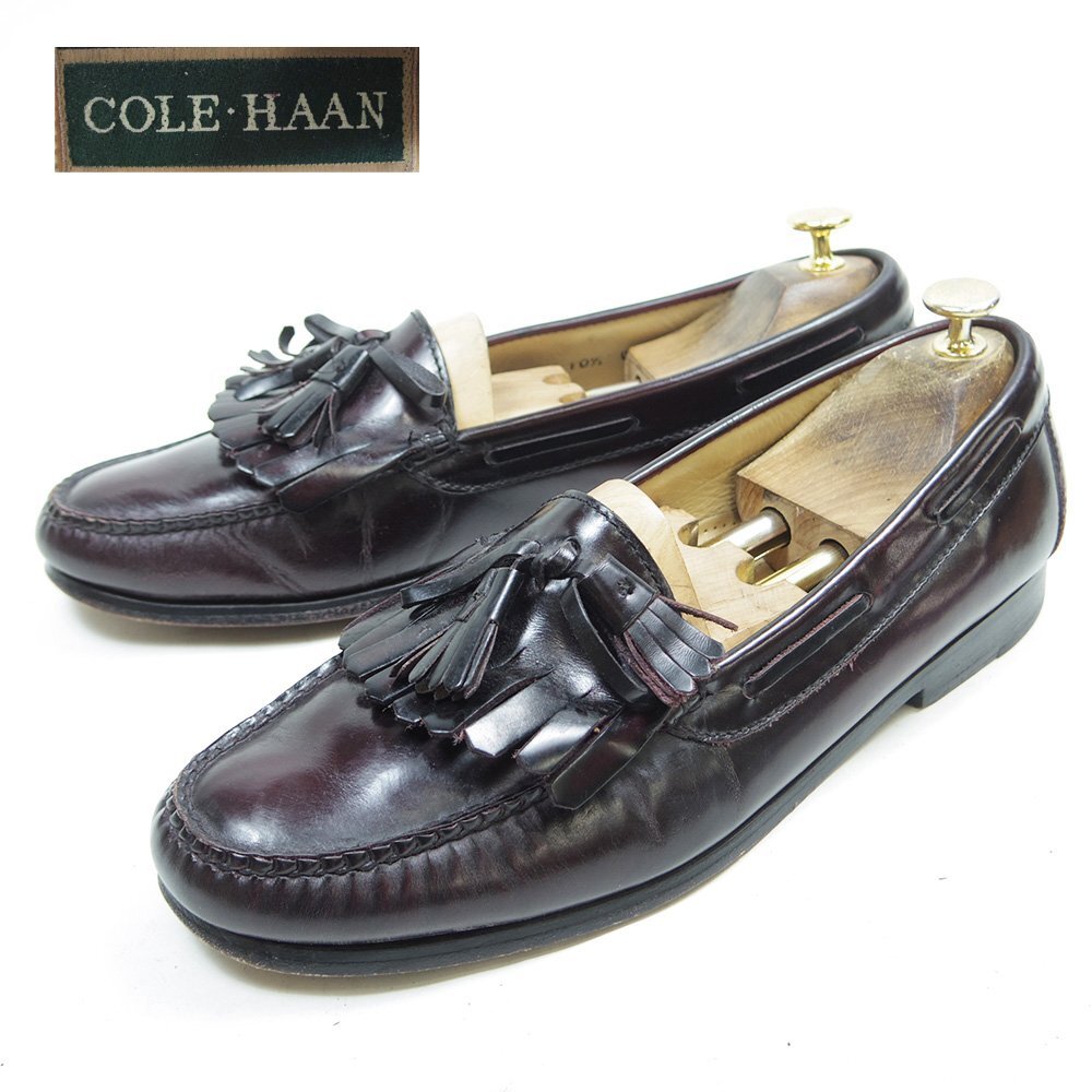 10-1/2D表記28.5cm相当 COLE HAAN コールハン キルトタッセルローファー 革靴 レザーシューズ ダークバーガンディ/25.7.9/P3124拍卖
