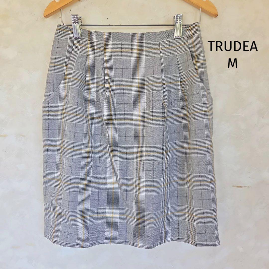 トルディア TRUDEA スカート【M】タータンチェック タイト 膝上丈 グレー拍卖