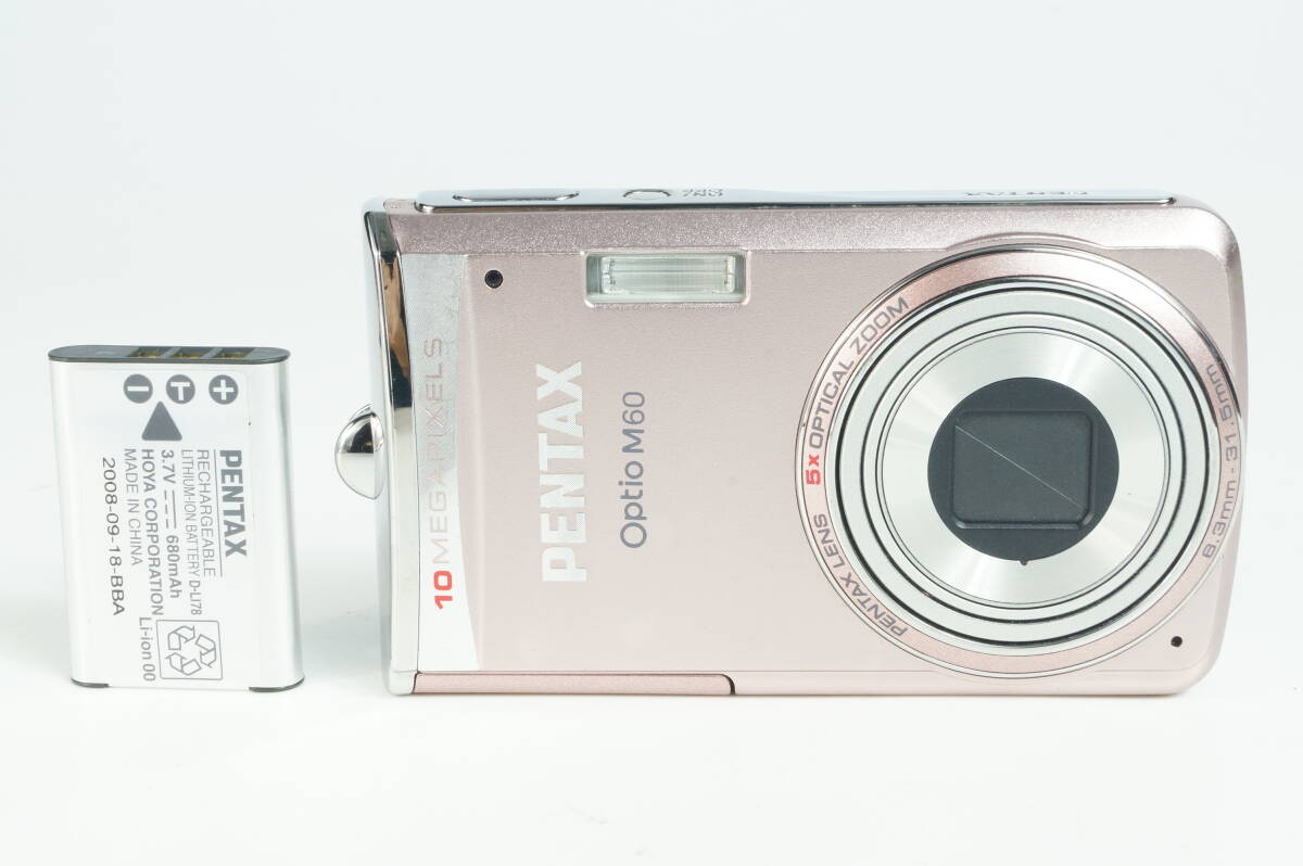 ■ 動作確認済み ■ ペンタックス PENTAX Optio M60 ピンクシルバーボディ コンパクトデジタルカメラ バッテリー付き 9707309 25J213拍卖