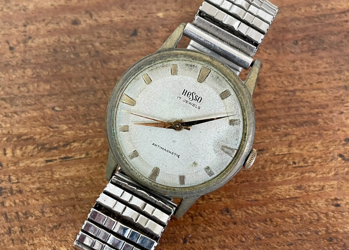 A327 腕時計 HESSO 17JEWELS ANTIMAGNETIC ヘッソ 17石 アンチマグネティック ガラスなし 機械式 手巻き アンティーク ジャンク品拍卖