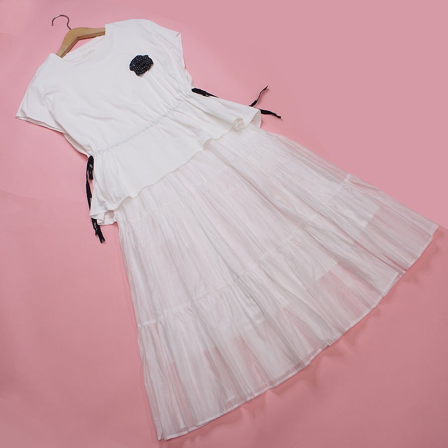 インゲボルグ 白 3WAY ティアード ワンピース/フリー/2024SSコレ/発売時の定価¥ 35,200/G6B33拍卖