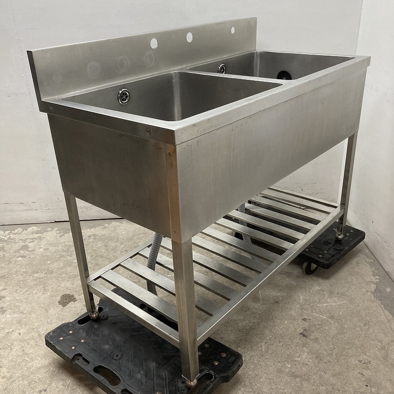 ★EG2116 | 2槽シンク W1200×D600×H900(BG1050)mm 厨房用 業務用 中古 ステンレス 流し台拍卖