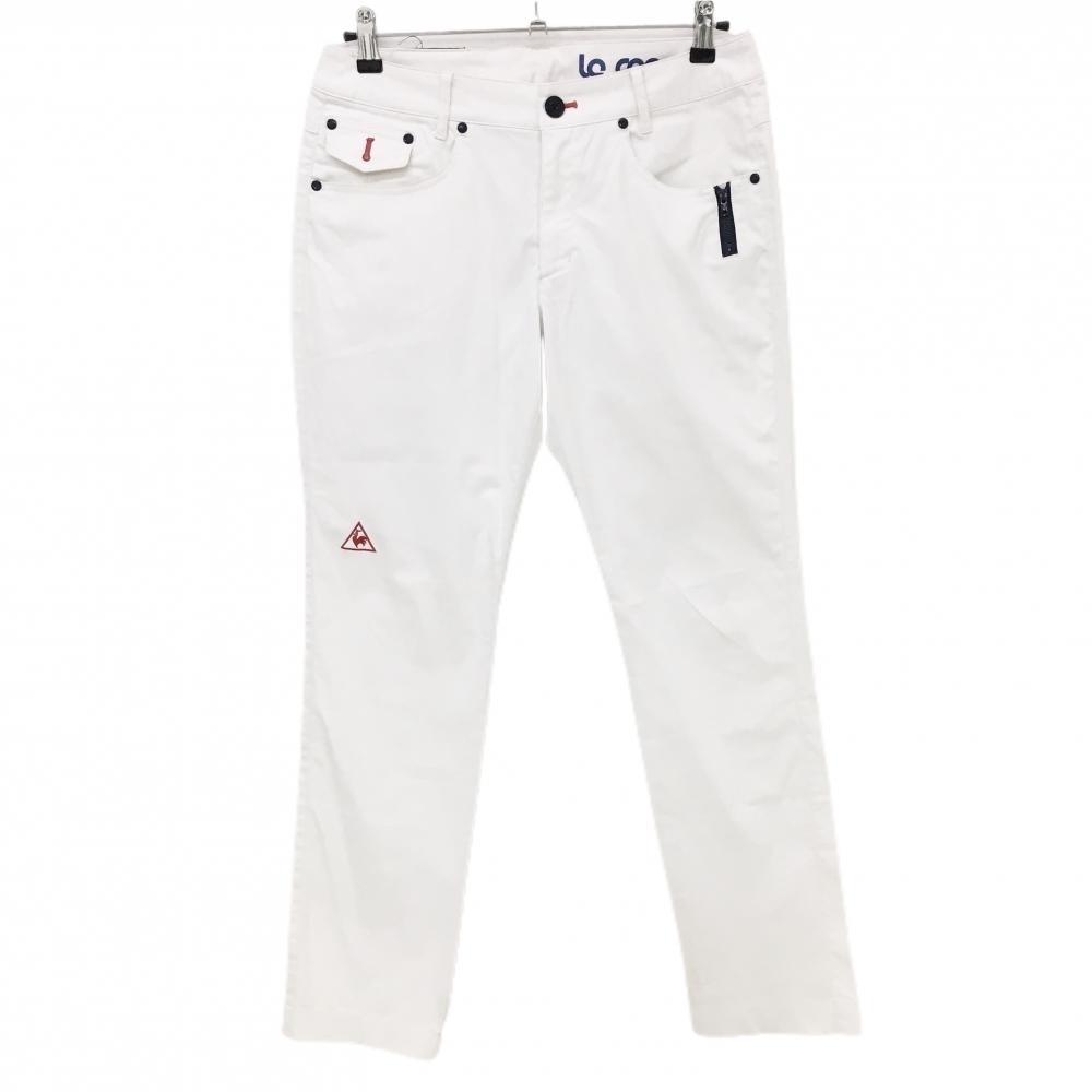 ルコックゴルフ パンツ 白×ネイビー ロゴ刺しゅう ストレッチ レディース 13 ゴルフウェア le coq sportif拍卖