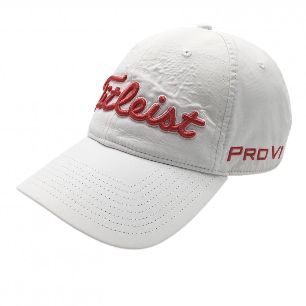 タイトリスト キャップ 白×レッド 立体ロゴ刺しゅう フリー(57-59cm) ゴルフウェア TITLEIST拍卖