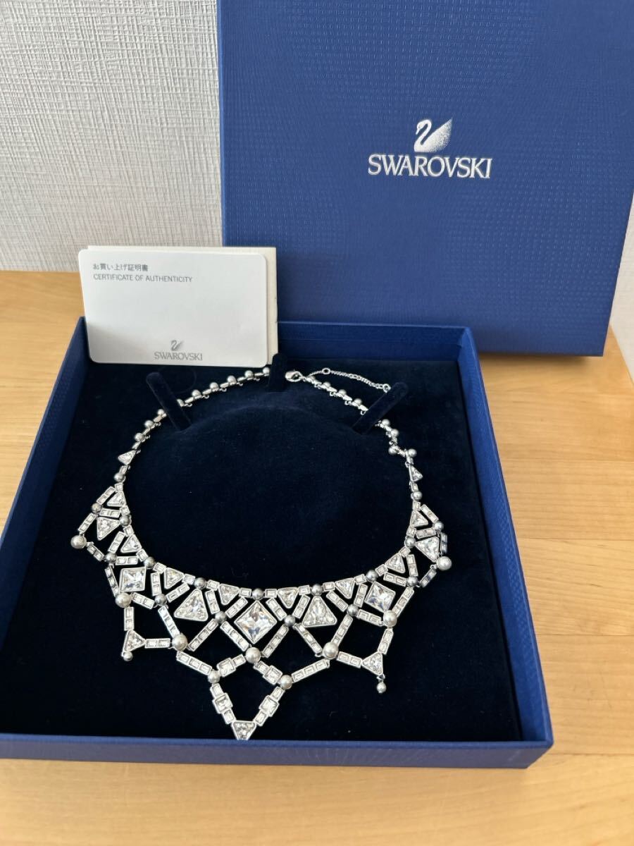 スワロフスキー Swarovski 幾何学模様 ゴージャス ネックレス 未使用品拍卖