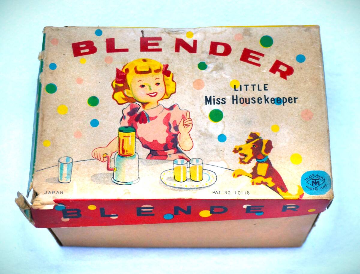 【新品 未使用】昭和時代発売 昭和レトロ 当時物 BLENDER (ブレンダー) LITTLE Miss Housekeeper 幻のおままごとブリキミキサー拍卖