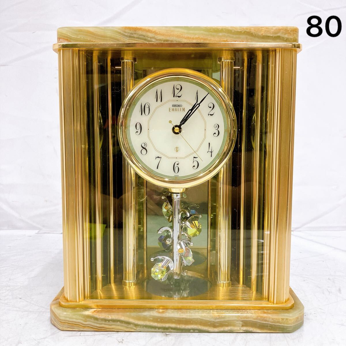 7SY002 【動作品】SEIKO セイコー EMBLEM 置時計 HW464M 高級 大理石 時計 現状品拍卖