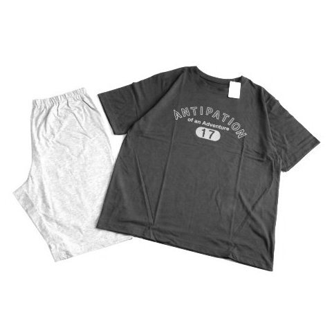 新品 17 カレッジ ロゴ 英字 数字 ルームウェア メンズ L 紳士 半袖 Tシャツ ハーフパンツ 上下セット パジャマ 寝巻拍卖
