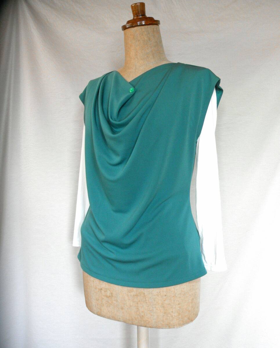 bハンドメイド ドレープネックプルオーバーM トリコット? エメグリーン拍卖