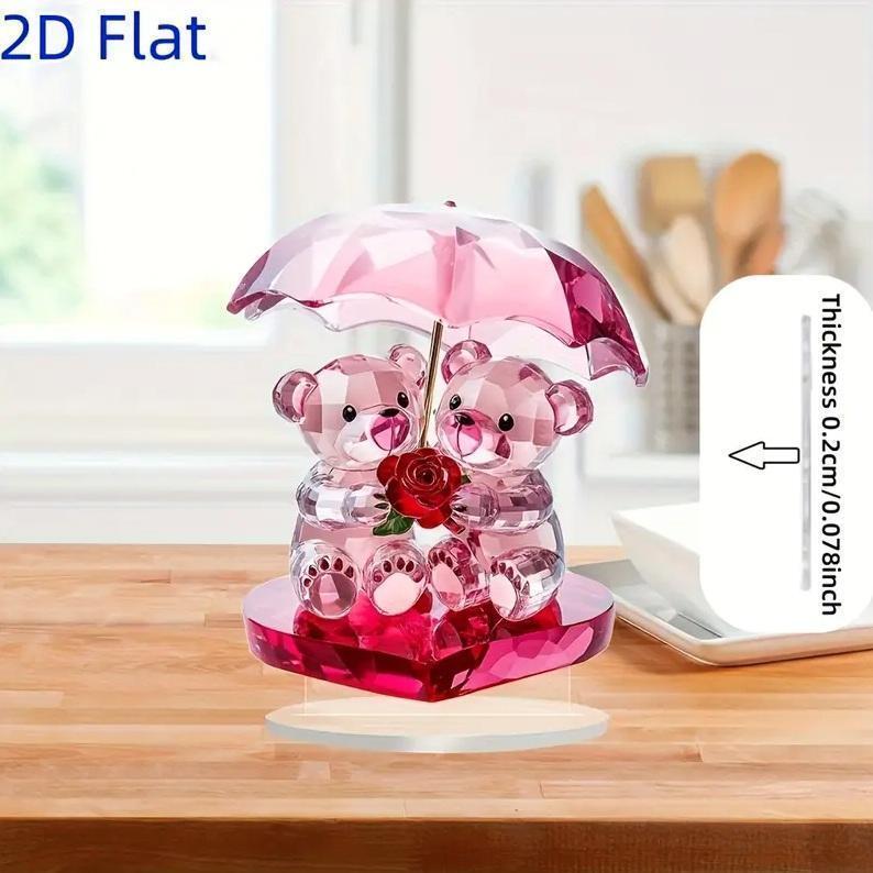 2D フラット アクリルスタンド クマ バラ 薔薇 置物 0037拍卖