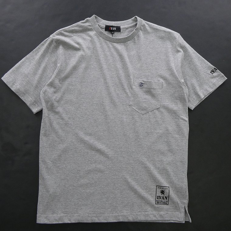 新品 ミスターヴァン 2025春夏 胸ポケット ロゴ 半袖 Tシャツ LL 灰【va1752051_97】 MR.VAN ロゴ カットソー ポケT ワッペン コットン XL拍卖