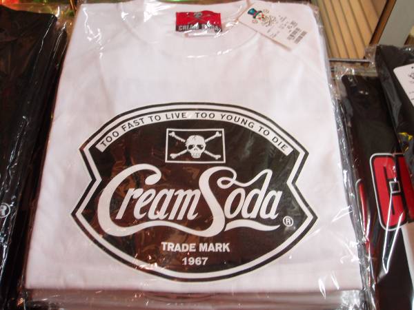 MサイズクリームソーダTシャツ新ドクロ白色CREAMSODAブラックキャッツロックンロールピンクドラゴンマジックブルーエンジェル昭和レトロ拍卖