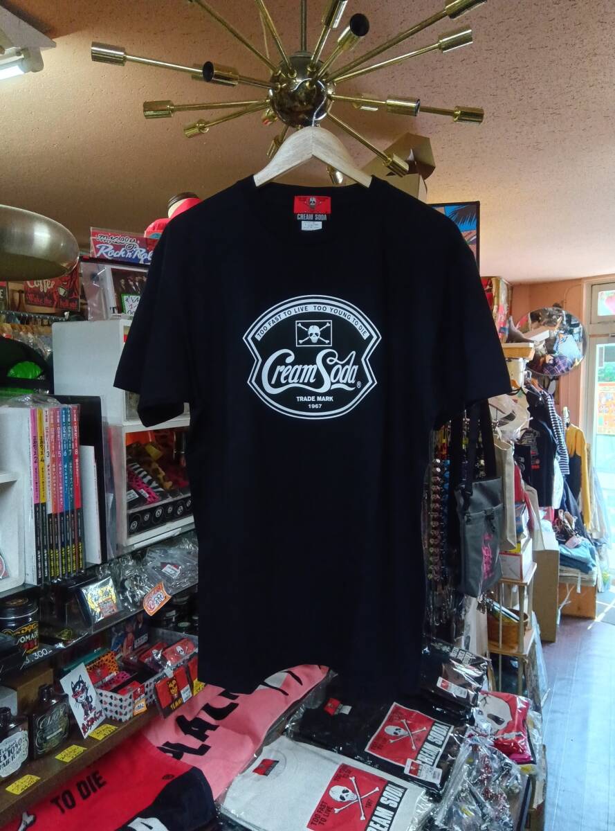 XLサイズクリームソーダ新ドクロTシャツ黒検索CREAMSODAロカビリーブラックキャッツビスキャッツピンクドラゴン昭和レトロガイコツ拍卖