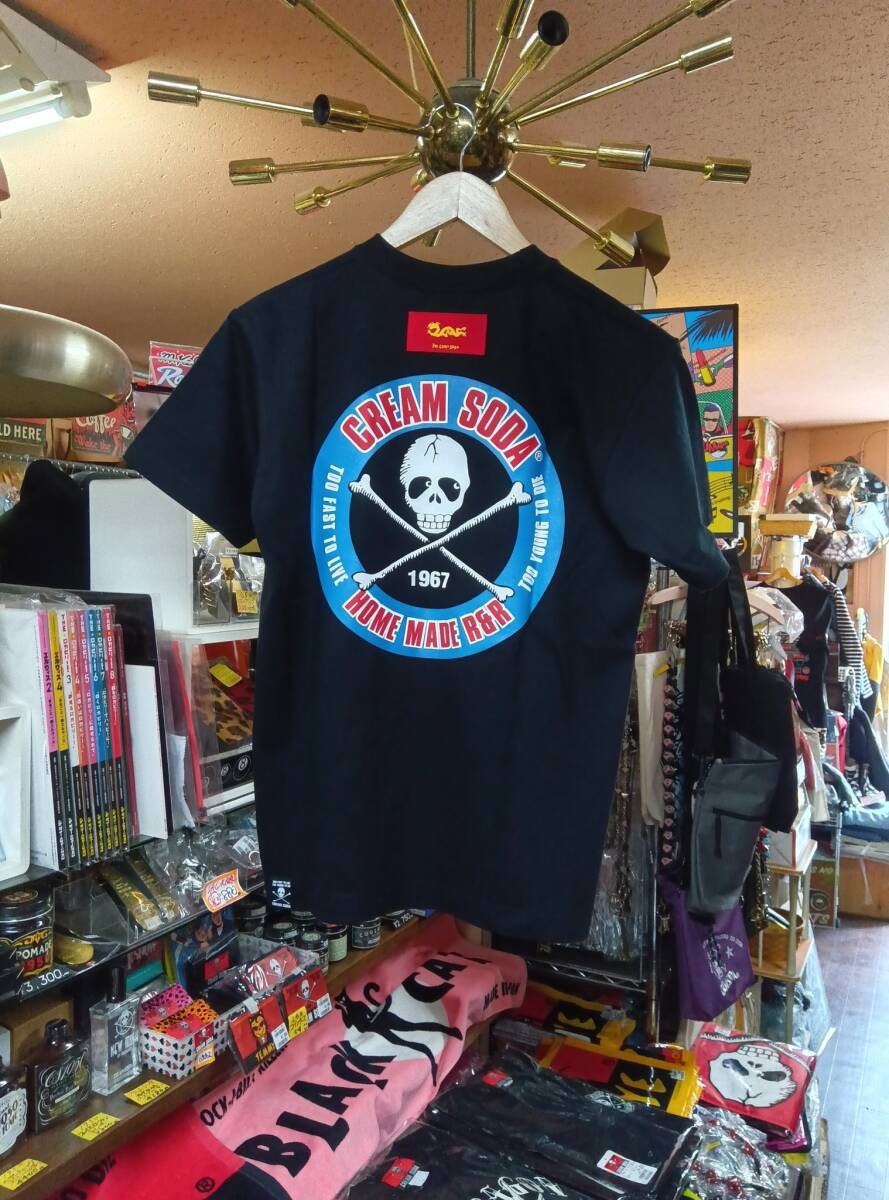 LサイズクリームソーダHMRサークルTシャツ黒!検索CREAMSODAロカビリーブラックキャッツビスキャッツピンクドラゴン昭和レトロガイコツ髑髏拍卖