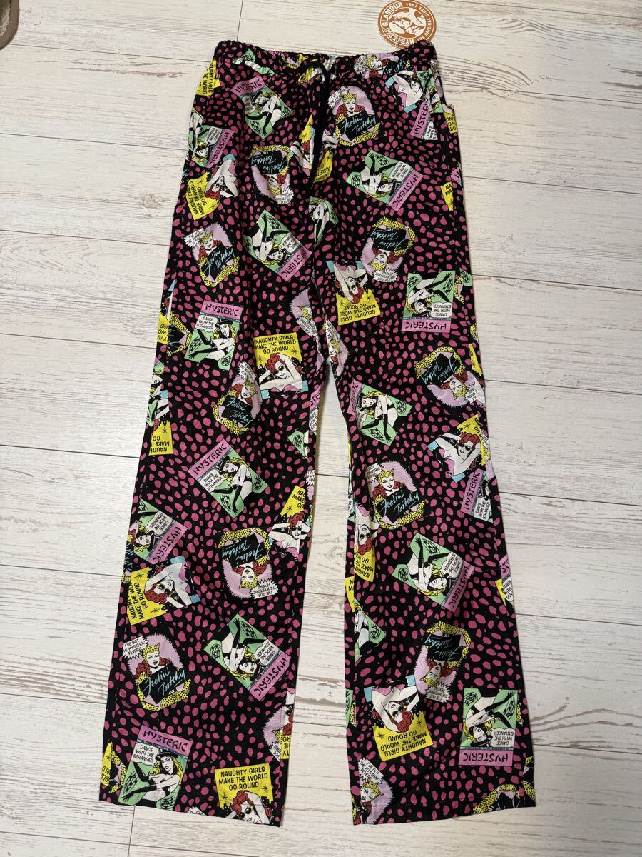 ヒステリックグラマー グラフィックパンツタグ付きsize Sウエスト幅ゴムに紐35(調節可能)丈105拍卖
