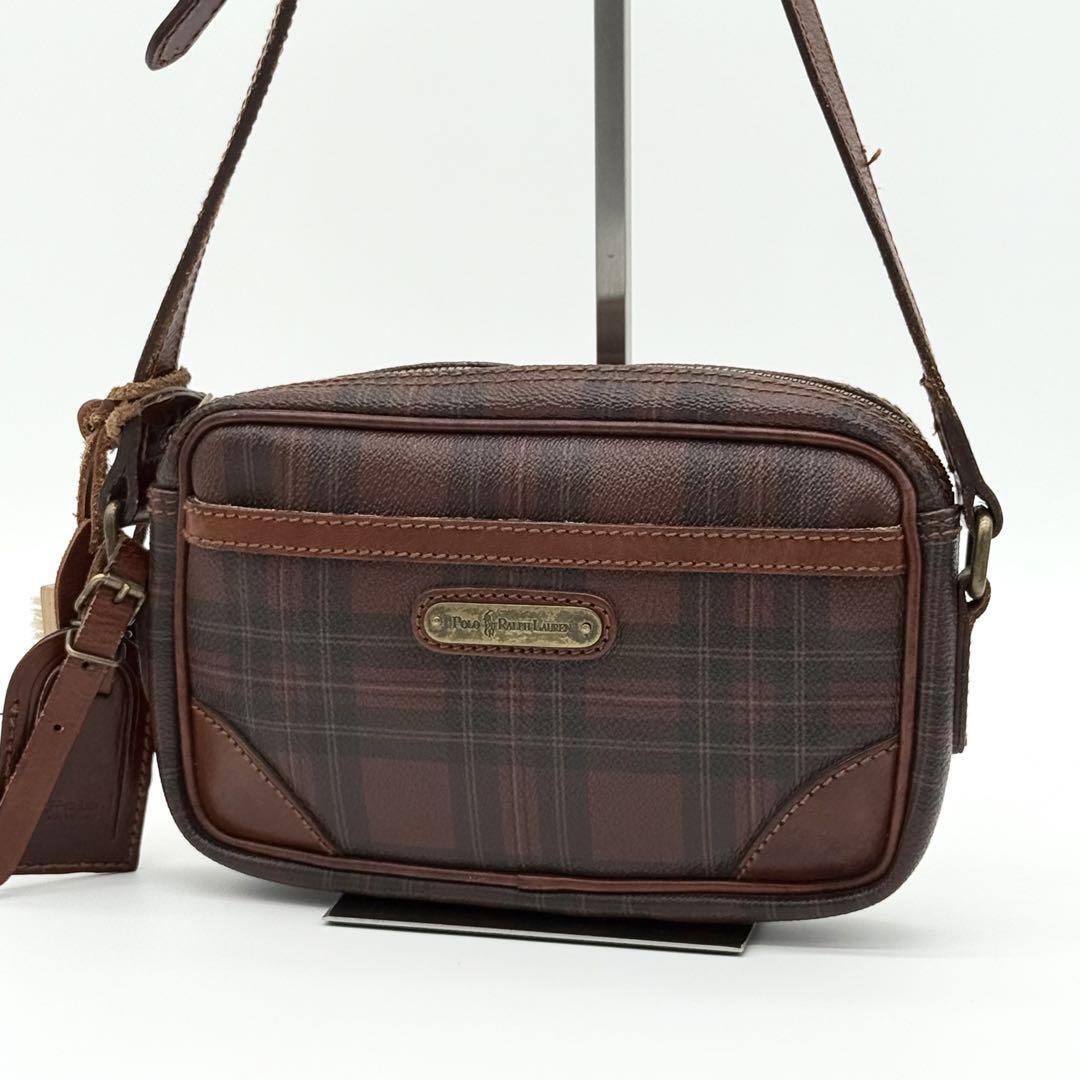 【美品】Polo RalphLauren ポロラルフローレン タータンチェック ポシェット ショルダーバッグ 斜めがけ クロスボディ レディース CD810521拍卖